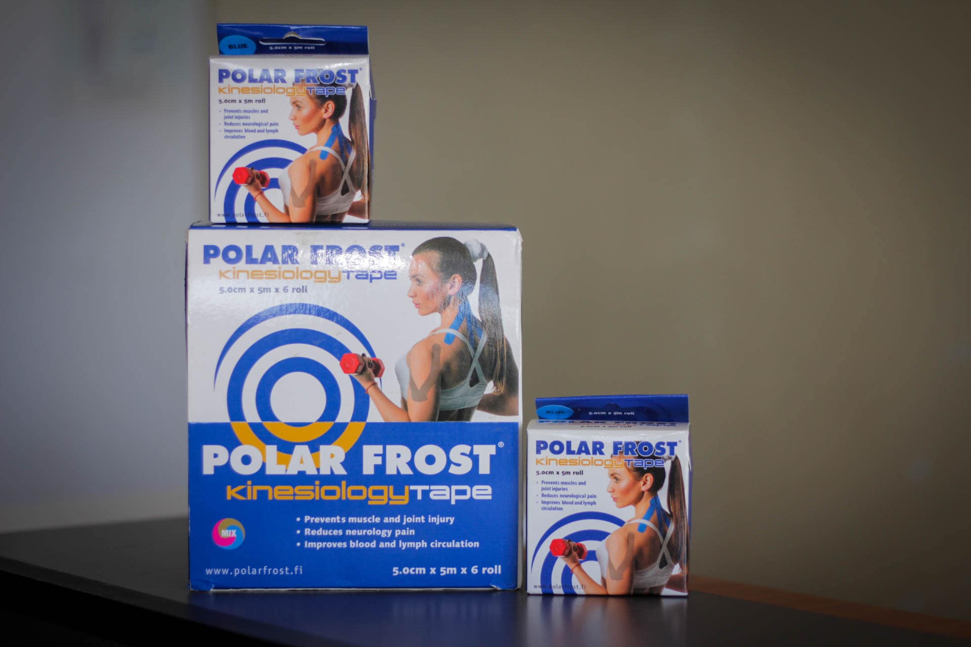 Product range on table — angled view