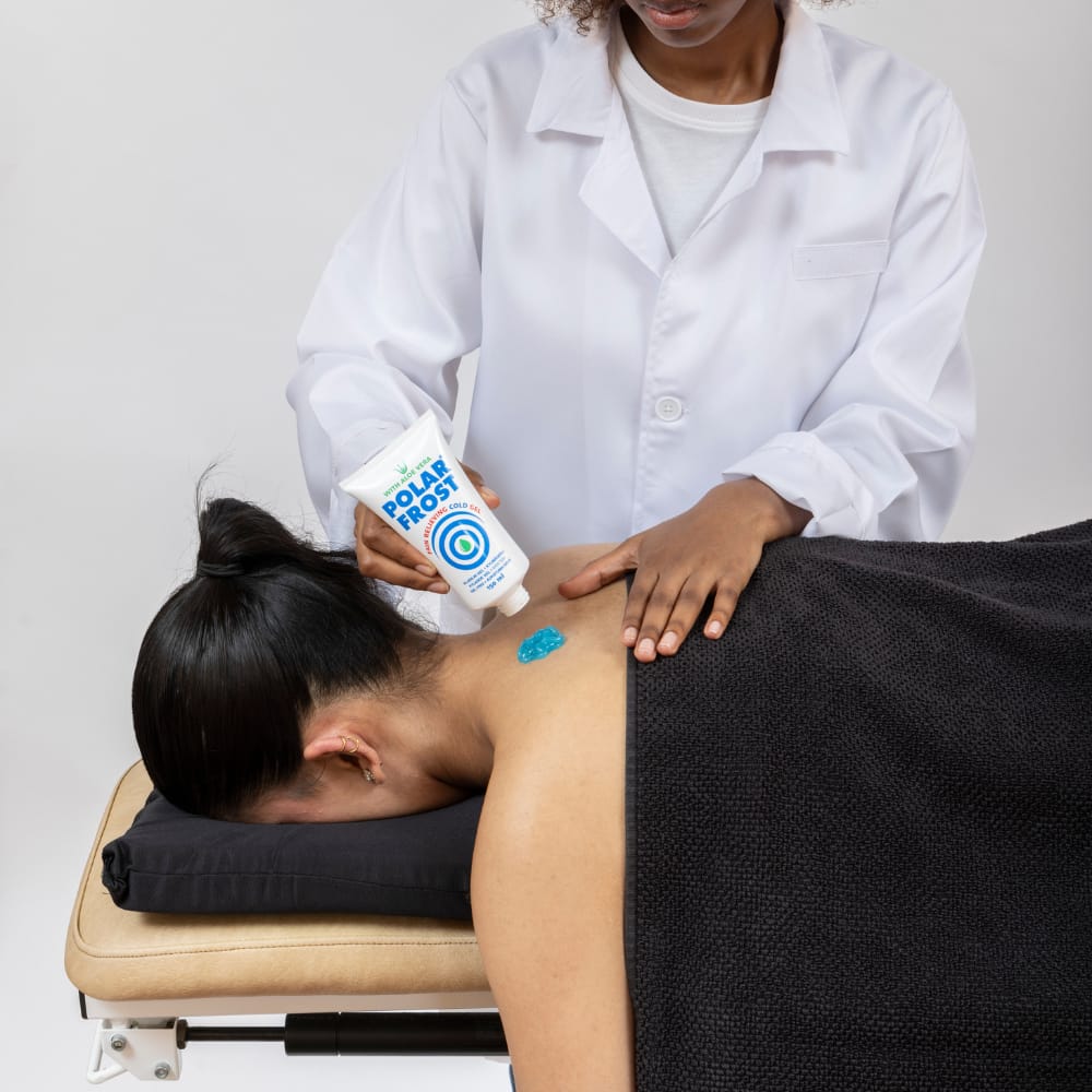Patient in treatment position with face cushion